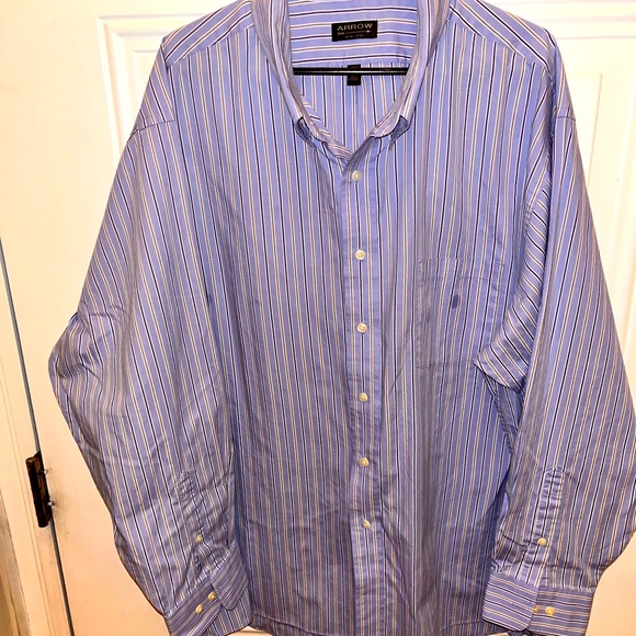 Arrow Other - Arrow Fairfield pinpoint men’s big & tall blue striped dress shirt wrinkle free